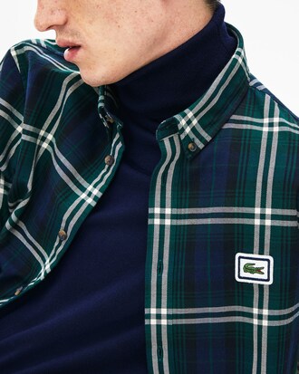 Men's Regular Fit Croc Badge Check Flannel Overshirt
