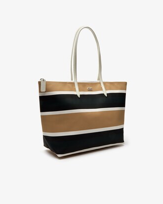 Women's L.12.12 Concept Coated Striped Canvas Zip Tote Bag
