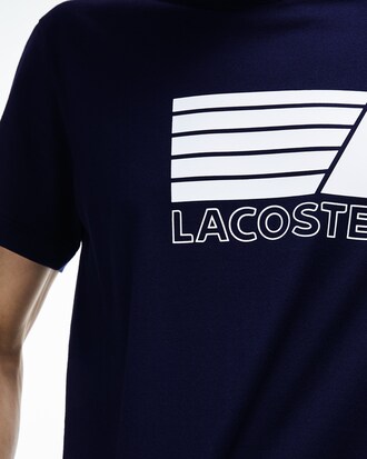 Men's Crew Neck Contrast Bands And Nautical Logo Cotton T-shirt