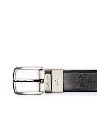 Men's Lacoste Engraved Tongue Buckle Reversible Leather Belt