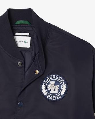 Embroidered Badge Water-Repellent Nylon Bomber Jacket