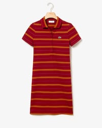 Women's Striped Stretch Cotton Piqu&eacute; Polo Dress