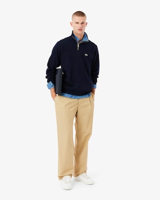 Zip-Up High Neck Interlock Sweatshirt