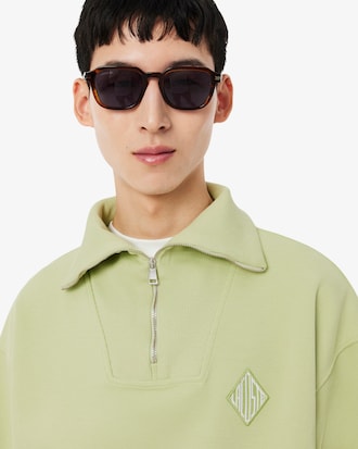 Loose Fit Zipped Neck Piqu&eacute; Sweatshirt