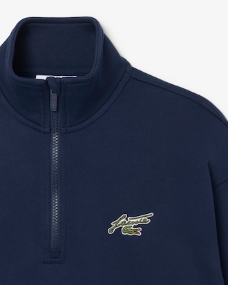 High Neck Zipped Fleece Badge Sweatshirt