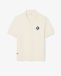French Made Badge Accent Polo Collar Sweater