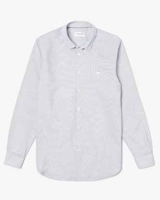 Men's Regular Fit Horizontally Striped Cotton Poplin Shirt