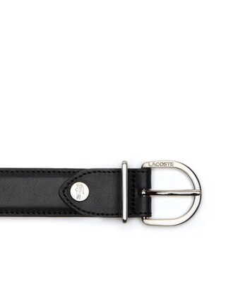 Women's L.12.12 Lacoste Engraved Tongue Buckle Leather Belt