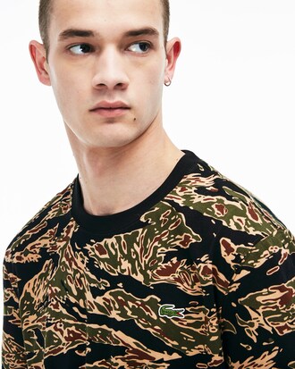 Men's Lacoste LIVE Crew Neck Camouflage Print Cotton T-shirt