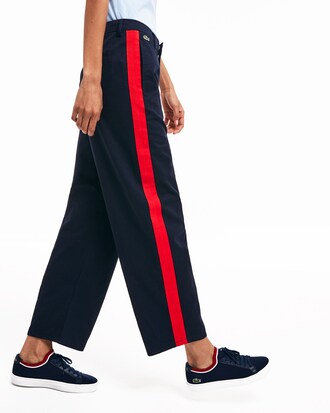 Women's Lacoste LIVE Loose Fit Contrast Bands Cotton Chino Pants