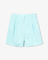 Women's High Waisted Pleated coloured Denim Bermuda Shorts