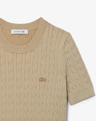 Washed Effect Cable Knit Sweater