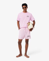 Mid Length Tennis Print Swim Trunks