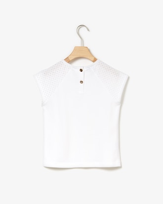 Girls' Crew Neck Flounced Shoulders Jersey T-shirt