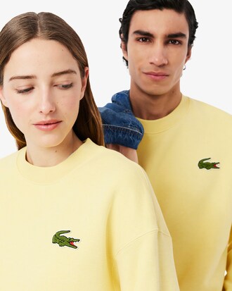 Loose Fit Badge Accent Fleece Sweatshirt