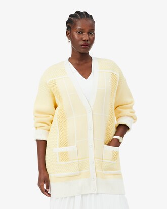 Tennis Court Jacquard Long Cardigan