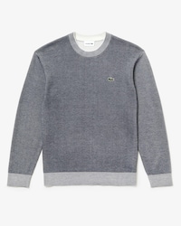 Men's Crew Neck Bicolour Knit Effect Cotton Sweater