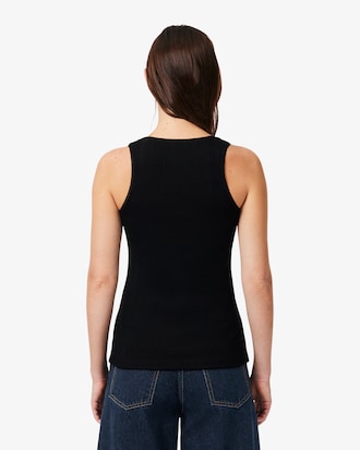 Slim Fit Pointelle Knit Cotton Tank Top