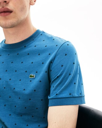 Men's Crew Neck Mini Houndstooth Patterned Cotton T-shirt