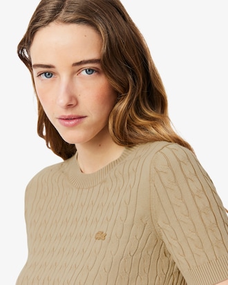 Washed Effect Cable Knit Sweater