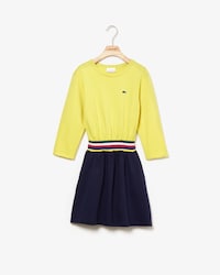 Girls' Striped Waist Colourblock Fleece Dress