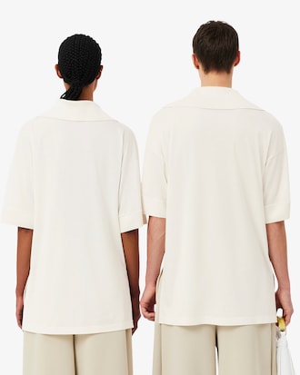 Runway Oversized Silk Piqu&eacute; Polo Shirt