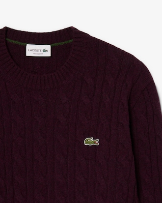 Cable Knit Wool Crew Neck Sweater