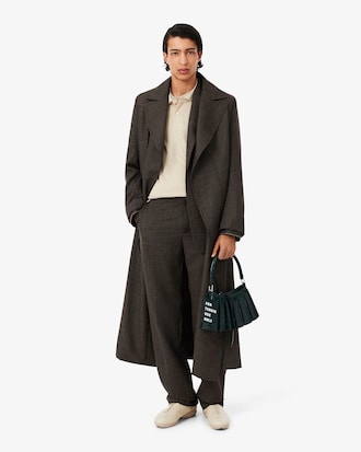 Runway Wrap Collar Wool Trench Coat