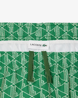 Mid Length Monogram Print Swim Trunks