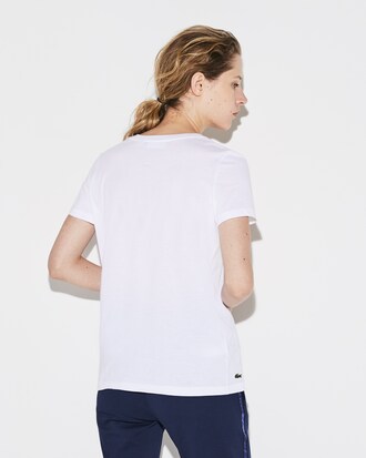 Women's Lacoste SPORT Crew Neck Print Flowing Cotton Tennis T-shirt