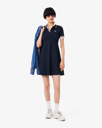 Stretch Polo Collar Skater Dress