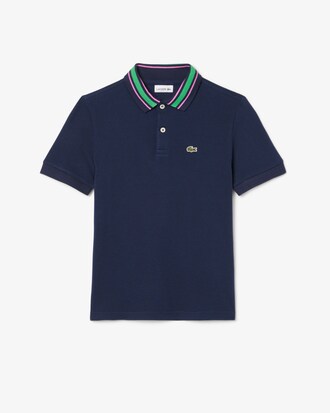 Stripe Collar Petit Piqué Polo Shirt