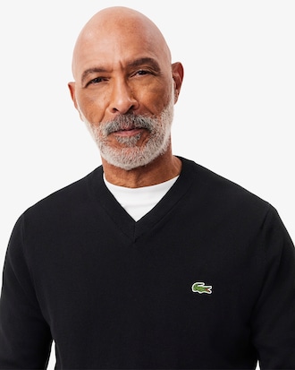 Monochrome Cotton V-neck Sweater