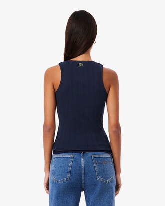 Slim Fit Pointelle Knit Cotton Tank Top