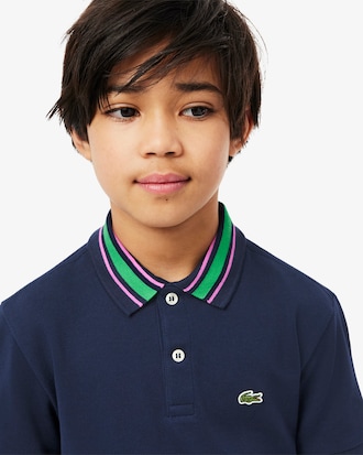 Stripe Collar Petit Piqué Polo Shirt
