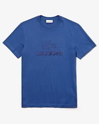 Men's Crew Neck Tone-On-Tone Lacoste Embroidery Cotton T-shirt