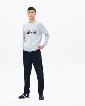 Men's Lacoste 3D Effect Lettering Crew Neck Cotton Blend Sweater