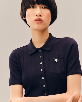 Slim Fit Pointelle Polo Dress