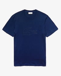 Men's Crew Neck Oversized Crocodile Embroidery Cotton T-shirt