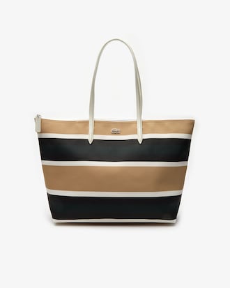 Women's L.12.12 Concept Coated Striped Canvas Zip Tote Bag