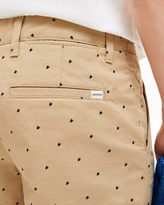 Men's Slim Fit Print Cotton Canvas Bermuda Shorts