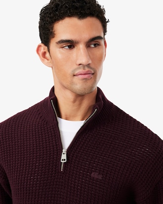 Wool High Zip Neck Sweater