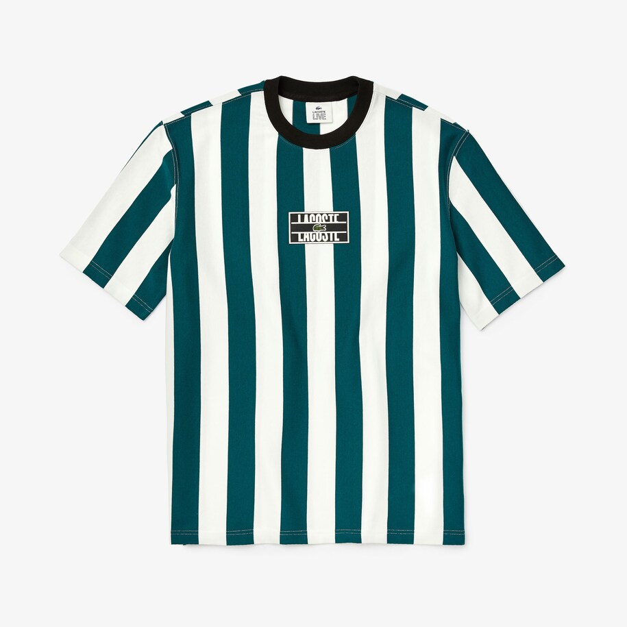 Men S Lacoste Live Badge Striped Cotton T Shirt Lacoste