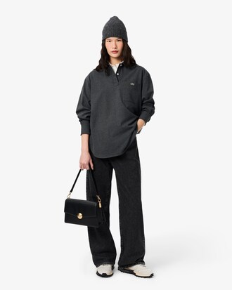 Oversized Polo Style Flannel Shirt