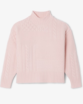 Patchwork Effect High Neck Wool Sweater