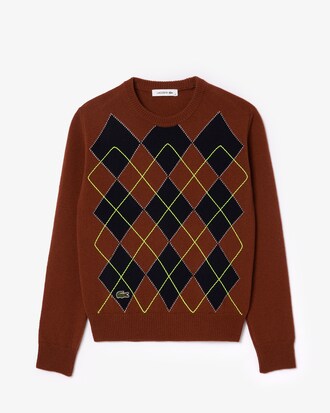 Embroidered Argyle Intarsia Sweater