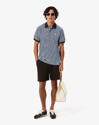 Classic Fit Textured Striped Polo Shirt
