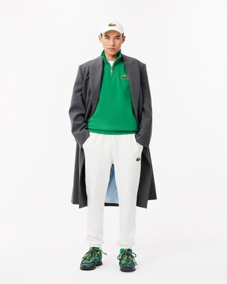 Loose Fit Zip Neck Badge Accent Sweatshirt