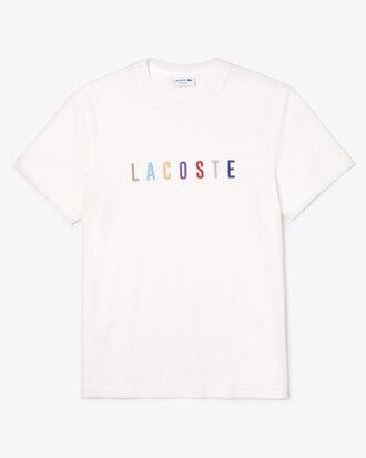 Men's Crew Neck Multicoloured Embroidered Signature Cotton T-shirt