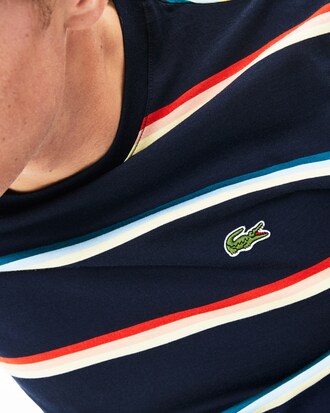 Men's Crew Neck Colour Striped Soft Cotton T-shirt